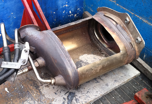 DPF filter removed for inspection