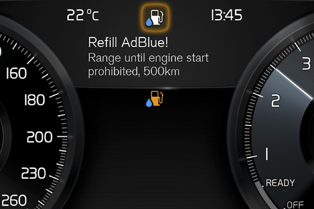 AdBlue warning light on dashboard
