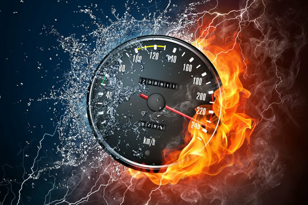 Speedometer dial illustrating vehicle speed settings