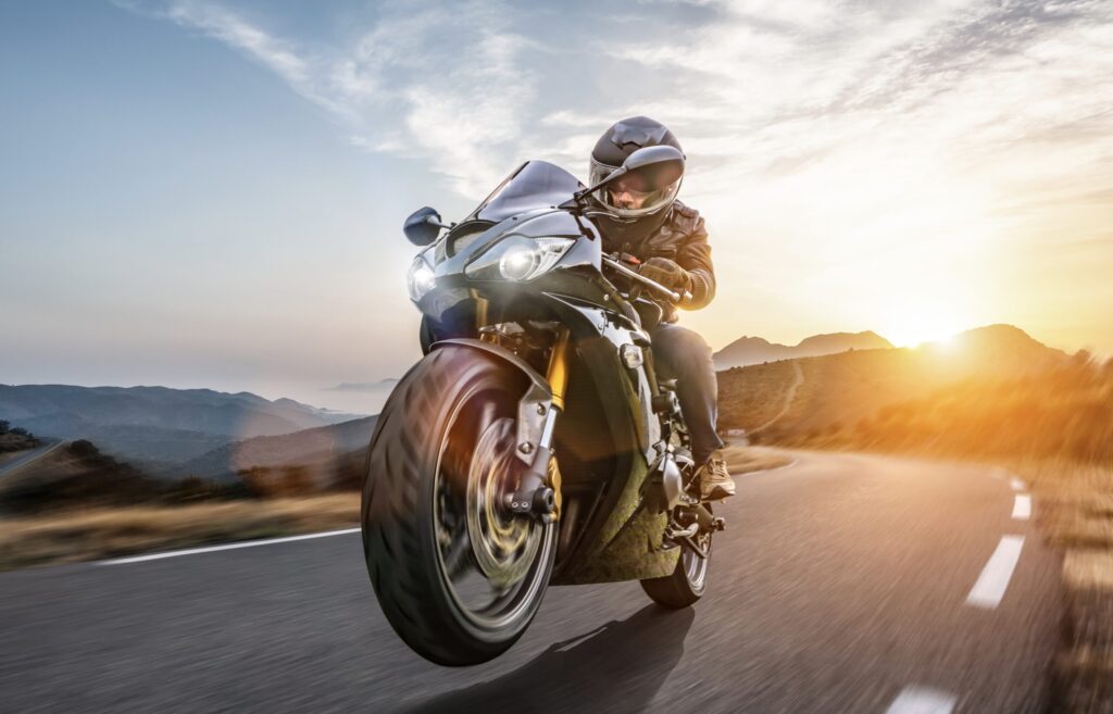 rider on motorcycle after motor cyle remapping going high speeds