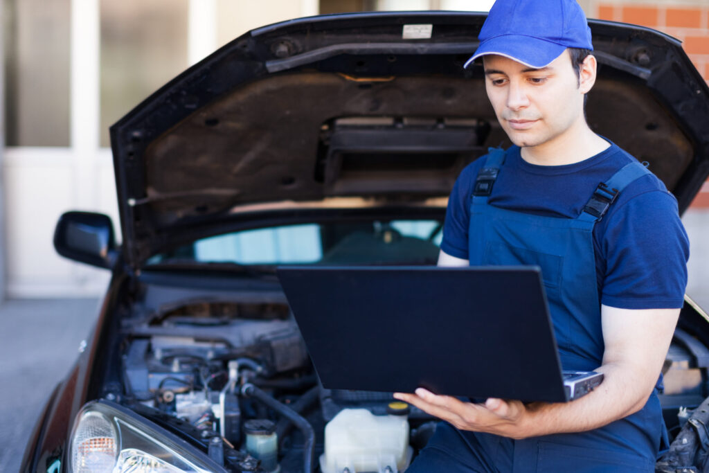 engineer remapping a car engine